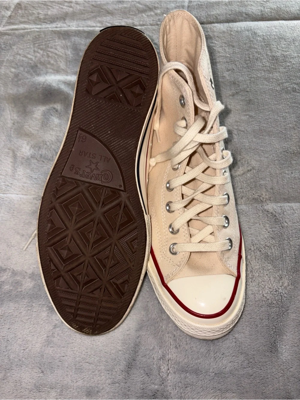 Converse Chuck 70 High Top Sneakers - Cream with Red Accent